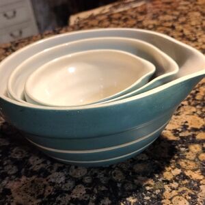 Ceramic Mixing Bowl Set - Blue and Cream